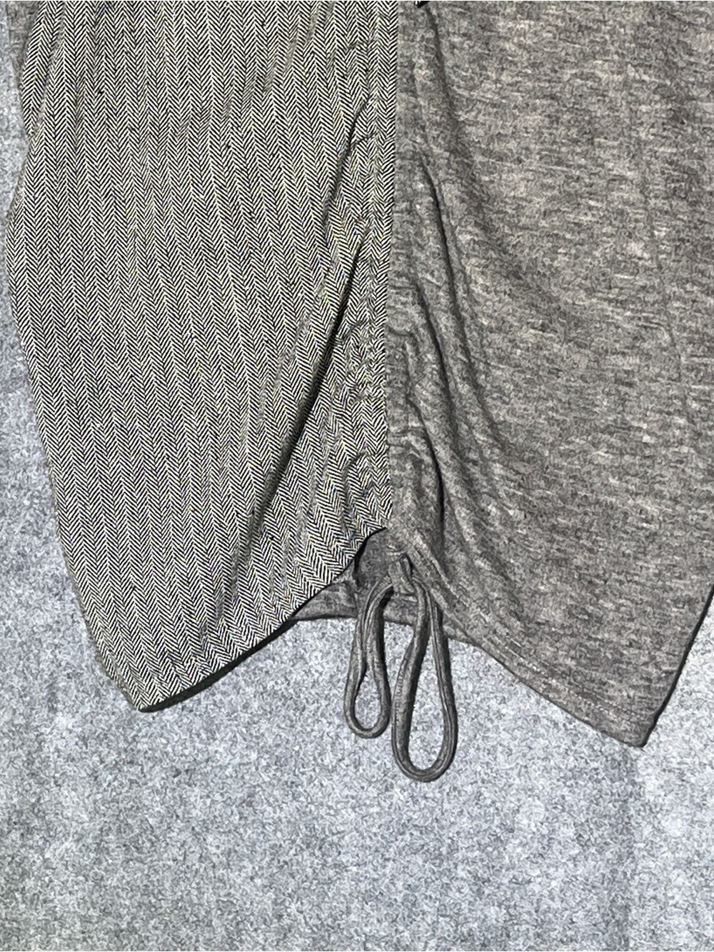 PRETTY ANGEL Grey Tweed Panel Oversized Tunic Sweater Detachable Scarf L - Picture 11 of 14